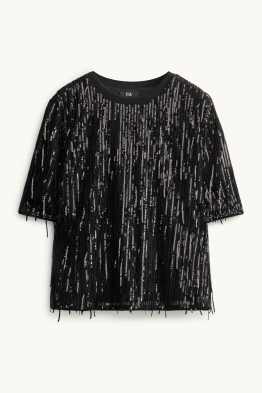 Chiffon-Pailletten-Bluse