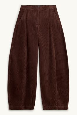 Corduroy trousers - mid-rise waist - barrel leg