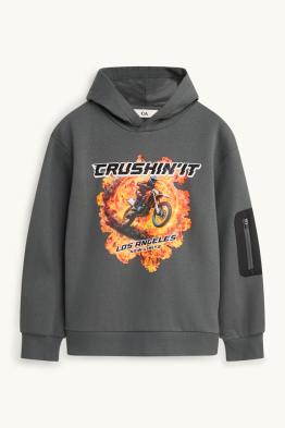 Biker and fire - hoodie