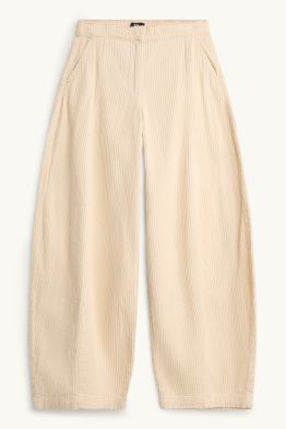 Corduroy trousers - mid-rise waist - barrel leg