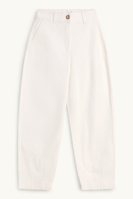 Manšestrové kalhoty - high waist - barrel leg - LYCRA ®