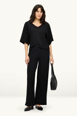 Stoffhose - Mid Waist - Straight Fit - strukturiert