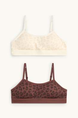 Set van 2 - bustier - gewatteerd - naadloos - opgedrukt luipaardvel