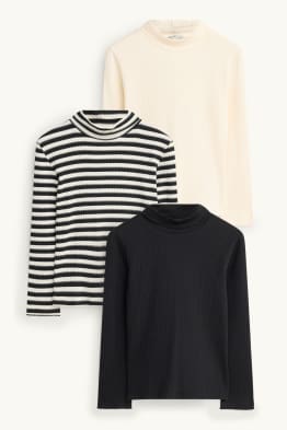 Multipack 3er - Rollkragenpullover - gerippt
