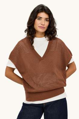 Maglione - a maniche corte - tessuto tramato