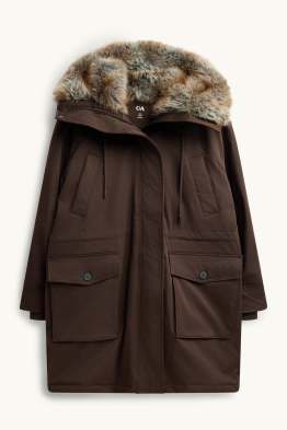 Parka avec capuche et garniture en imitation fourrure - finition déperlante
