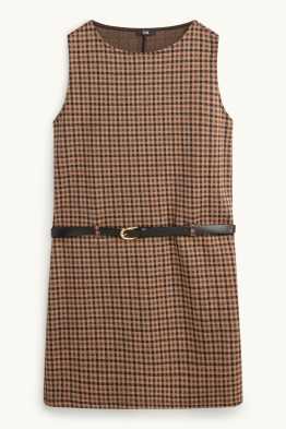 Dress with belt - straight fit - check