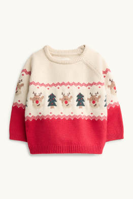 Dennenboom en rendier - babykersttrui