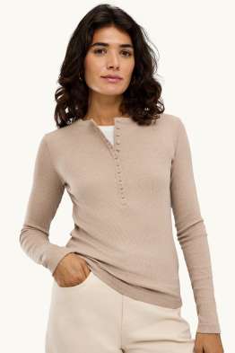 Maglia con collo serafino - slim fit - a coste