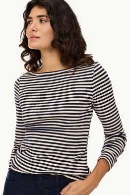 Longsleeve - regular fit - ribstof - gestreept