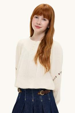 Musselin-Bluse - gesmokt