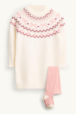 Bow - set - knitted dress and tights - 2 piece