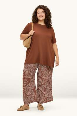 Kortere pantalon - high waist - palazzo - met patroon