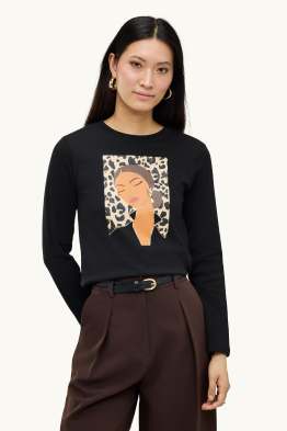 Langarmshirt - Regular Fit - Glanz-Effekt