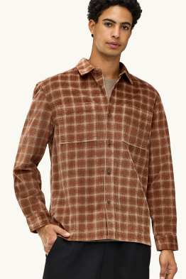 Chemise en velours côtelé - relaxed fit - col kent - à carreaux
