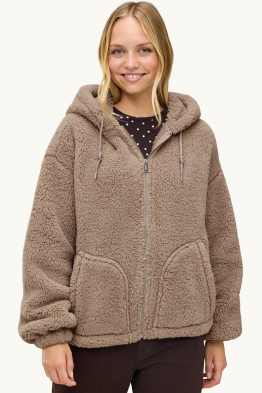 Teddy-Jacke mit Kapuze