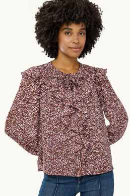 Blouse van chiffon - gebloemd