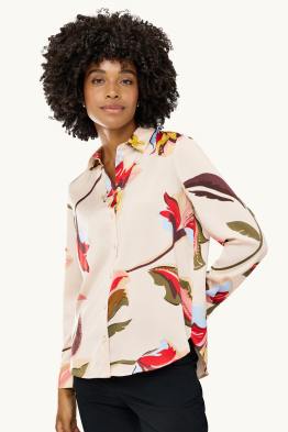 Satijnen blouse - regular fit - gebloemd