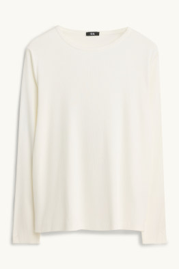 Langarmshirt - Slim Fit - gerippt