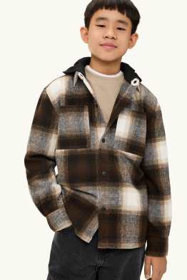 Flanelljacke mit Kapuze