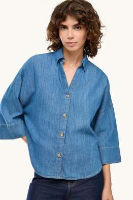 Bluză din denim cu decolteu în V