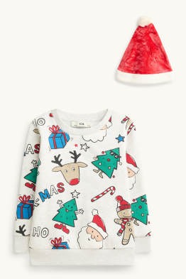 Kerstset - sweatshirt en muts - 2-delig