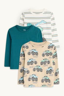Multipack 3er - Dino und Monstertruck - Langarmshirt