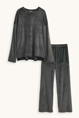 Winterpyjama - ribstof - met patroon