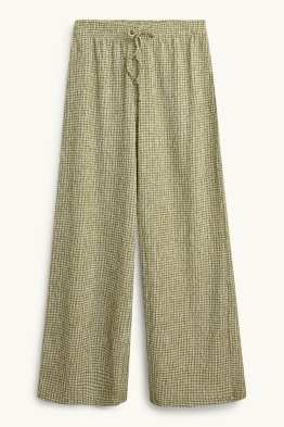 Pantalons de tela - mid waist - wide leg - de quadres