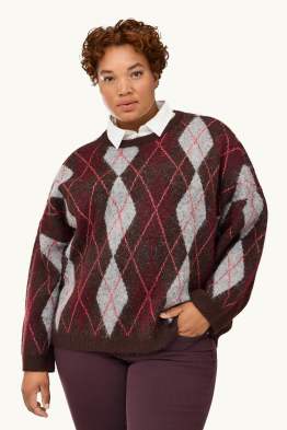 Set - Pullover und Blusenkragen - 2 teilig - kariert