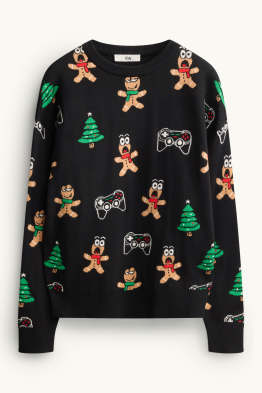 Omino di pan di zenzero e abete - maglione natalizio