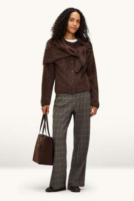 Pantalon - high waist - wide leg - geruit