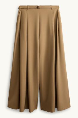 Pantalons de tela amb cinturó - high waist - wide leg