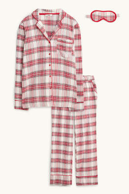 Set - pijama și mască de dormit - 3 piese - în carouri