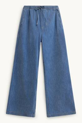 Chenille wide leg jeans - high waist