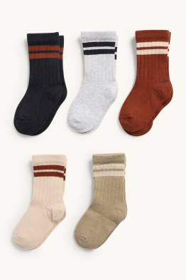 Multipack of 5 - baby socks - ribbed