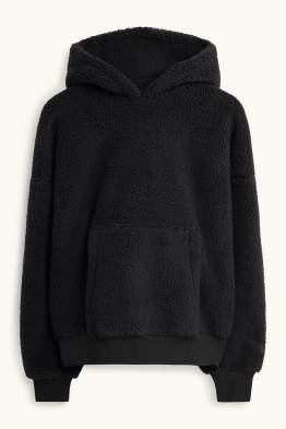 Oversized teddy fur hoodie
