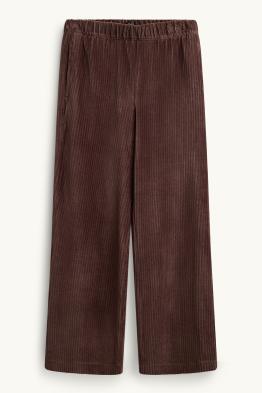 Pantaloni din catifea reiată - talie înaltă - wide leg