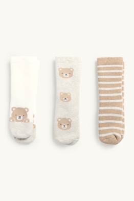 Multipack 3er - Bärchen - Baby-Noppensocken mit Motiv