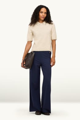 Jersey-Hose - High Waist - Wide Leg