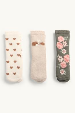 Multipack 3er - Igel - Baby-Noppensocken mit Motiv