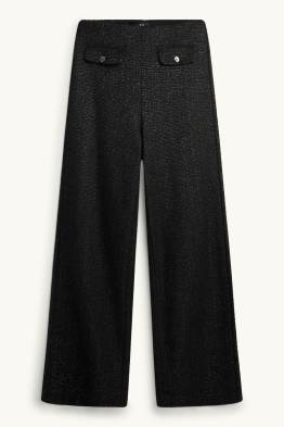 Pantaloni - vita alta - gamba ampia - effetto brillante