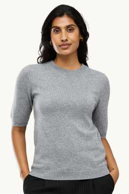 Kaschmir-Strickpullover - kurzarm