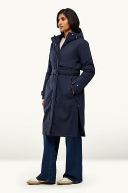 Sporttrenchcoat met capucon en ceintuur - gevoerd