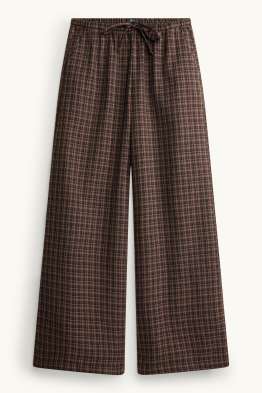 Stoffhose - Mid Waist - Wide Leg - kariert