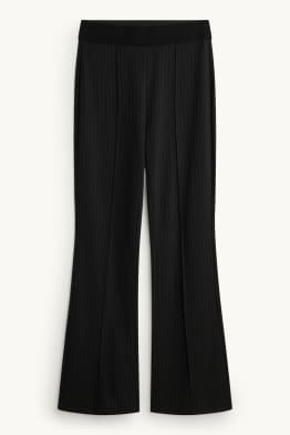 Pantalon en toile - high waist - coupe évasée - motif à rayures