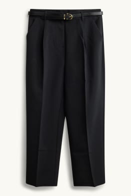 Pantalons de tela amb cinturó - high waist - tapered fit