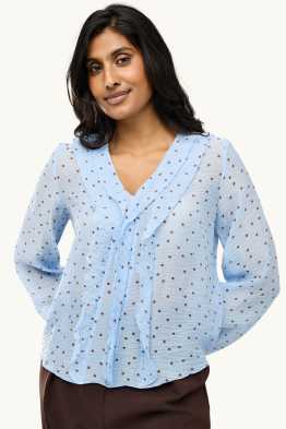Chiffon blouse with V-neck - polka dot