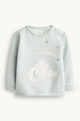 Polar bear and penguin - baby sweatshirt - plush-lined