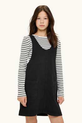 Set - long sleeve top and denim pinafore dress - 2 piece